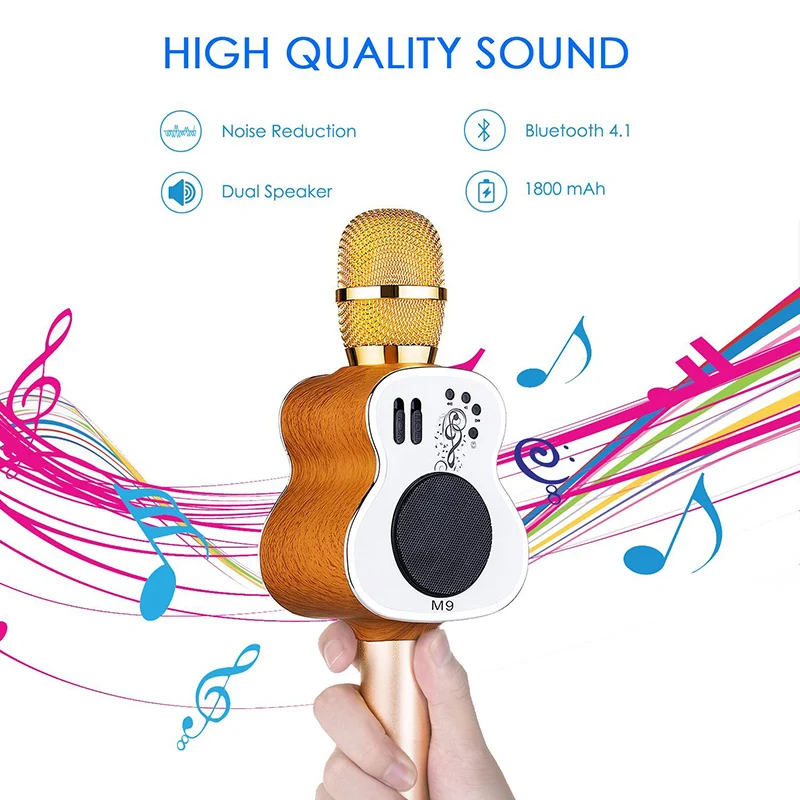 M9 гитара Микрофон Ручной Bluetooth беспроводной караоке микрофон телефон плеер