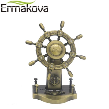 

ERMAKOVA Metal Retro Ship Steering Model Wheel Fishing Standing Helm Ship Wheel Helm Figurine Home Office Decor