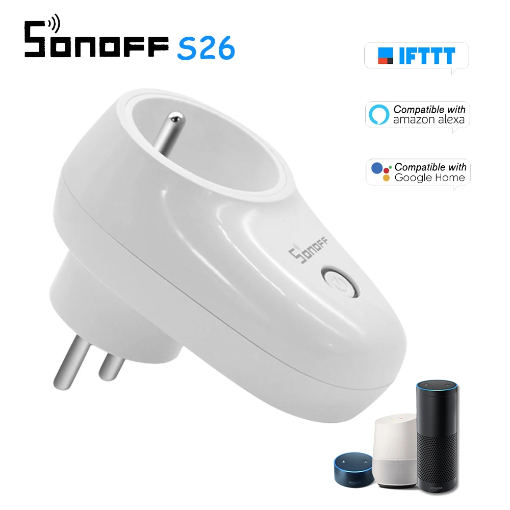 Sonoff S26 WiFi умная розетка, Беспроводная розетка, розетка для умного дома, переключатель для Amazon Alexa Google Assistant IFTTT US/UK/CN/AU/EU