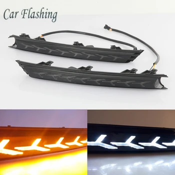 

Car Flashing 1Pair For Mazda CX-5 CX5 2017 2018 2019 Driving DRL Daytime Running Light fog lamp Relay LED yellow turn Daylight