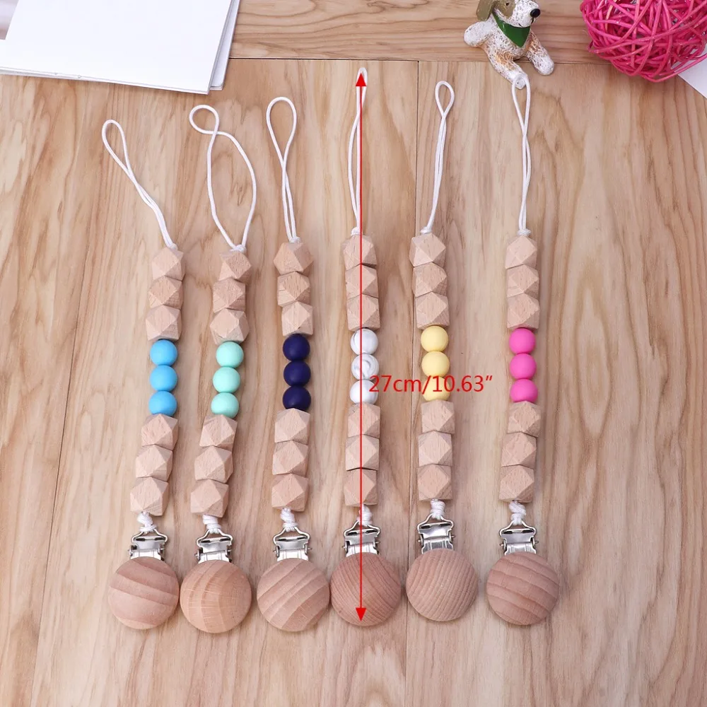 Детские деревянные бисерные успокоивающие клипсы для пустышек цепи держатель для сосков соска для младенцев Прорезыватель для зубов