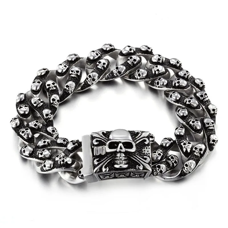 Браслет с черепами женский. Geek skull head bracelet. Alchemy gothic украшения. Стальной браслет с черепами. Браслеты для мальчиков 8 лет.