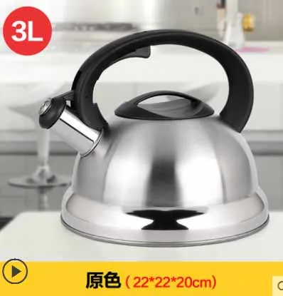 Нержавеющая сталь чайник свисток газовый чайник для газовой плиты большой емкости утолщение плита японский стиль 3л - Цвет: 1