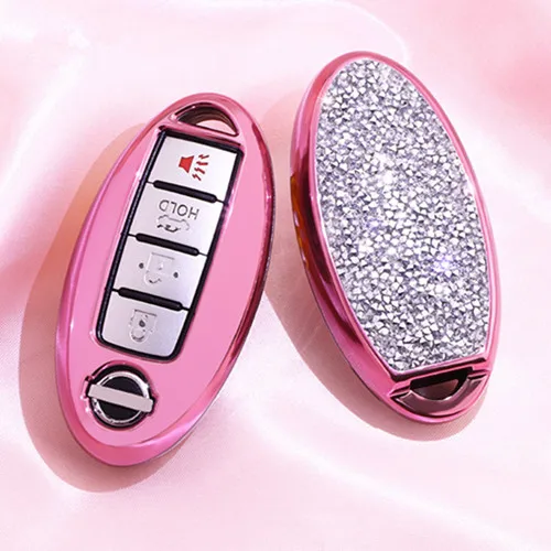 Роскошный Звездный блестящий чехол с кристаллами и бриллиантами для Nissan, Infiniti QX50 Q50L Q60 Q70 QX6 подарки для девочек - Название цвета: A-Pink