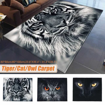 

3D Cartoon Tiger Cat Owl Animal Carpet Living Room Table Mat Waterproof Non-slip Polyester Carpet Kids Bedroom Door Floor Rug