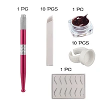 Microblading Kits with compelet Tebori Pen Eyebrow Paste Needle Blade Practice Skin inside eyebrow tattoo learner training use