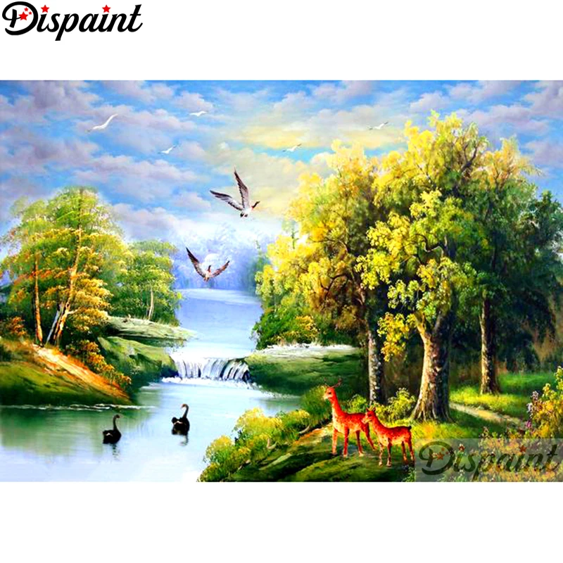 

Dispaint Full Square/Round Drill 5D DIY Diamond Painting "Tree deer" Embroidery Cross Stitch 3D Home Decor A11165