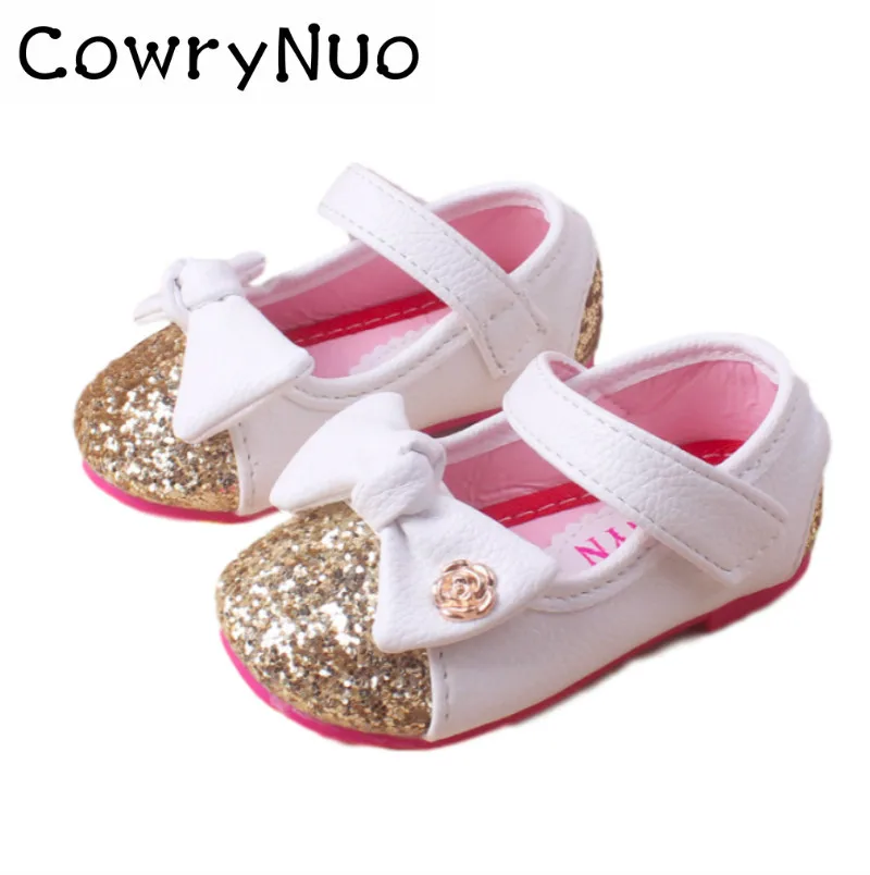 

Insole 12.5-14.5cm New Baby Girl Shoes PU Leather Shoes Spring Autumn Blingling Butterfly Knot Shoes