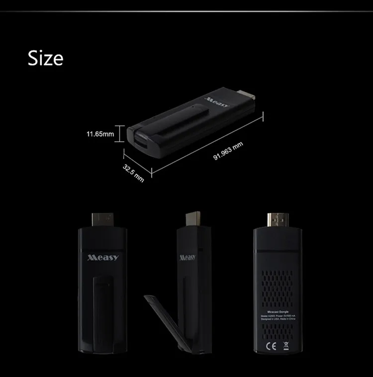 Measy a2w ii Smart tv Stick WiFi HDMI ключ AirPlay EZCast Miracast Mirror DLNA беспроводной дисплей плеер для Android iOS Windows