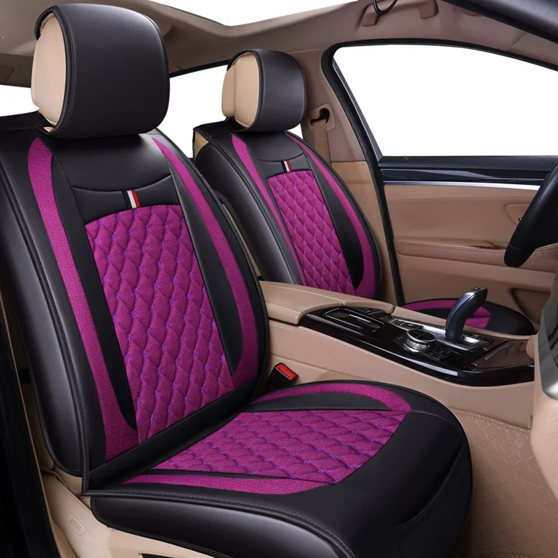 

(Front + Rear) Leather&Flax car seat covers For Nissan Qashqai Note Murano March Teana Tiida Almera X-trai auto accessories