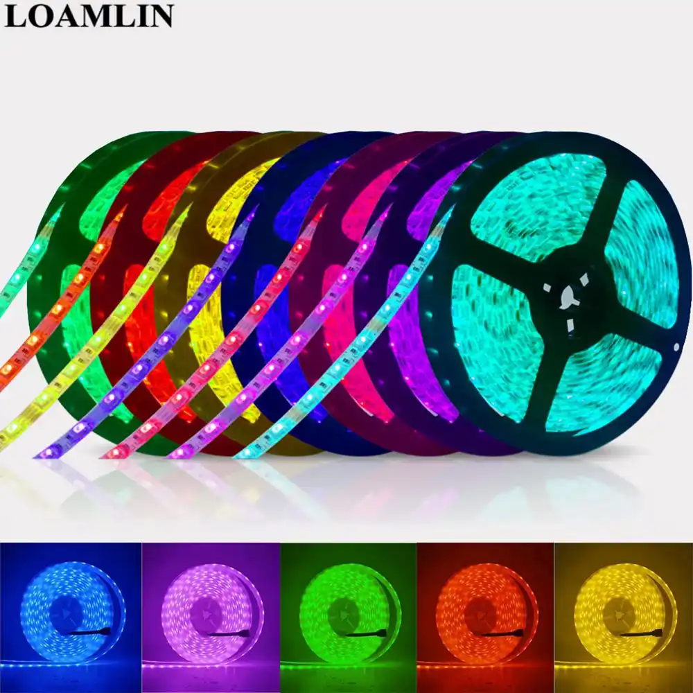 Светодиодная лента 5050 RGB огни DC12V гибкое домашнее украшение освещение водонепроницаемое светодиодное освещение RGB/белый/теплый белый/синий/...