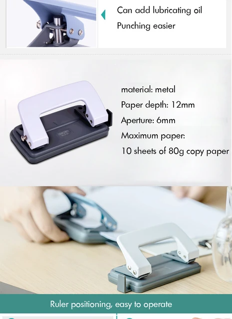 2 Hole Punch, Metal Hole Puncher with Safety Lock Function & Scale, 10  Sheet Punch Capacity