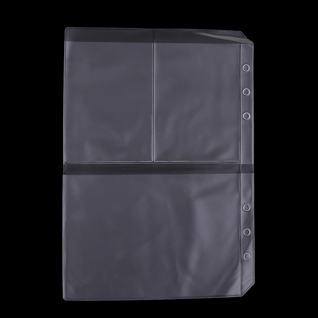 6-Ring Plastic Binder Pockets/Document Pouch/Name Card Credit Card Holder Bag, 10 Pcs Binder Planner Notebook Refills Pockets