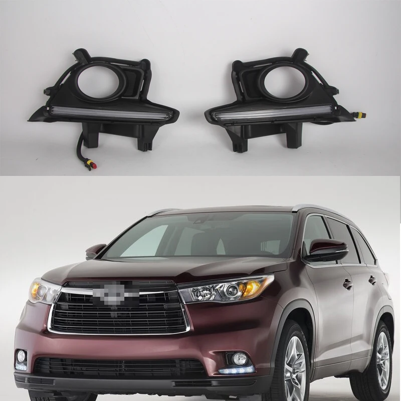 

1 Set LED DRL daytime running lights with fog driving lamps for TOYOTA Highlander 2014-2015