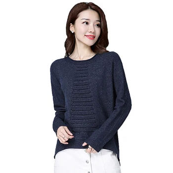 

Patchwork Short Pullovers Wool Sweater 2018 New Spring Autumn Loose Casual Warm Sweater Women Knitted Sweater Shirt YP0763