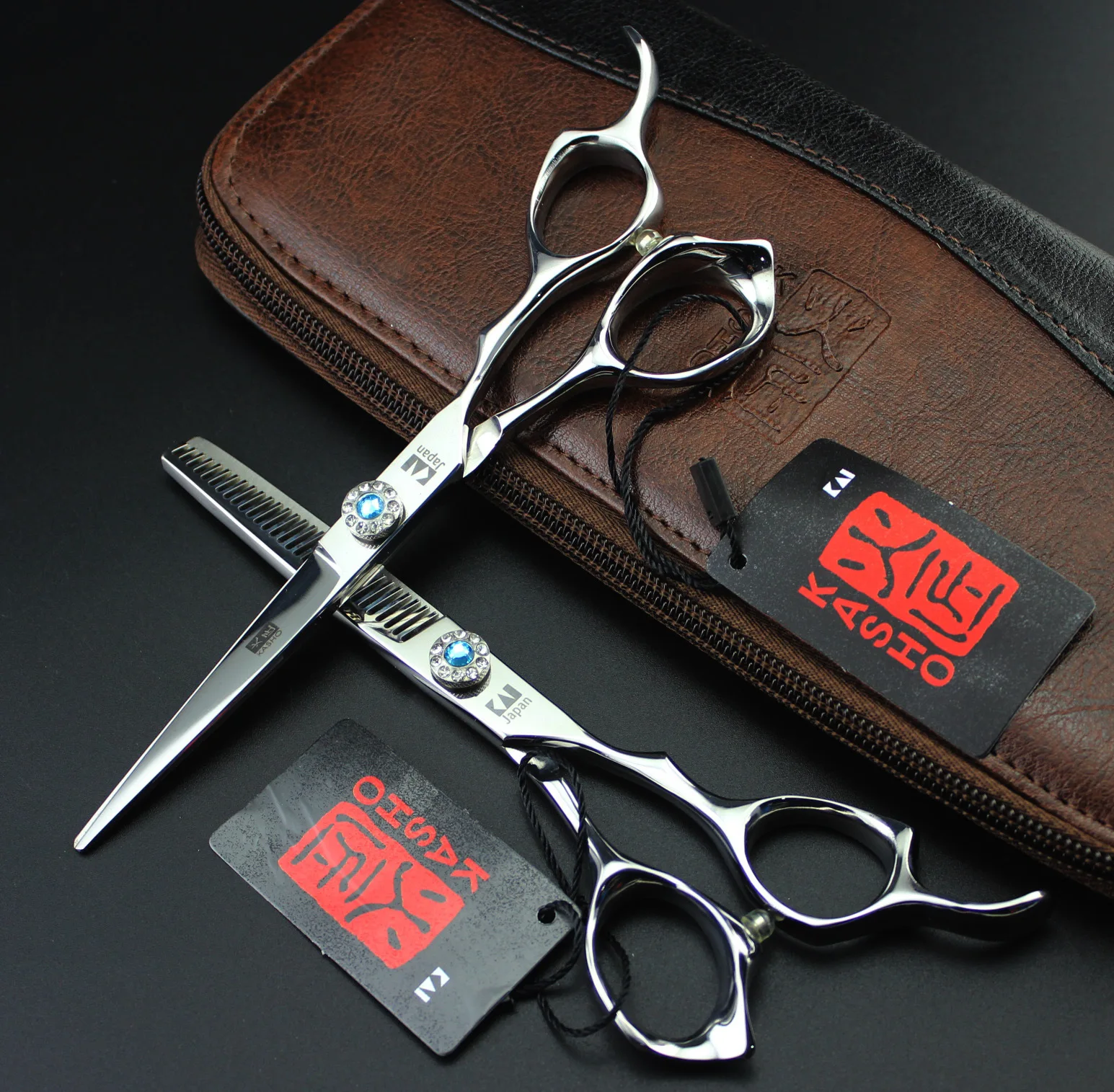 6 inch Professional Hairdressing Scissors set 62HRC Straight Thinning