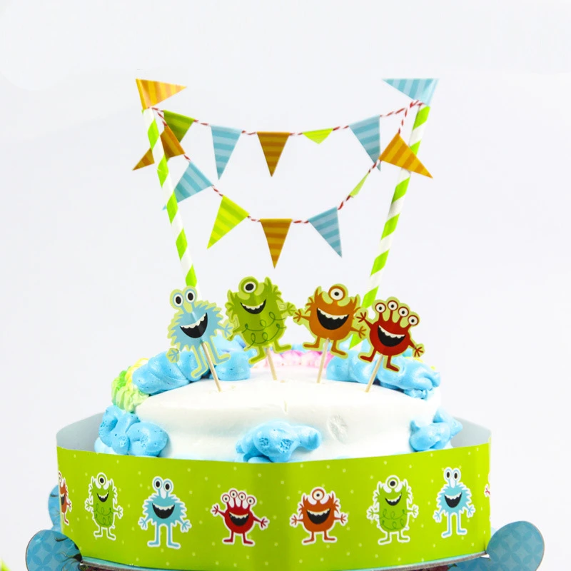 Ctrue Petit Monstre Gateau D Anniversaire Topper Decorations De Fete D Anniversaire Enfants Fournitures De Fete D Anniversaire Bebe Douche Garcon Aliexpress