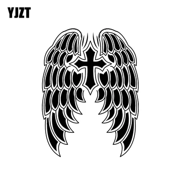 

YJZT 13.3*17.7CM Huge Holy Jesus Wings Decal Black/Silver Silhoutte Vinyl Covering The Body Car Sticker C20-1244