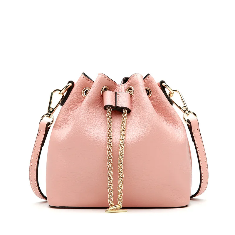 SMILEY SUNSHINE Bucket Сумка-Кроссбоди из натуральной кожи для женщин дизайнерская Маленькая женская кожаная сумка Серебряная сумка-мессенджер - Цвет: pink