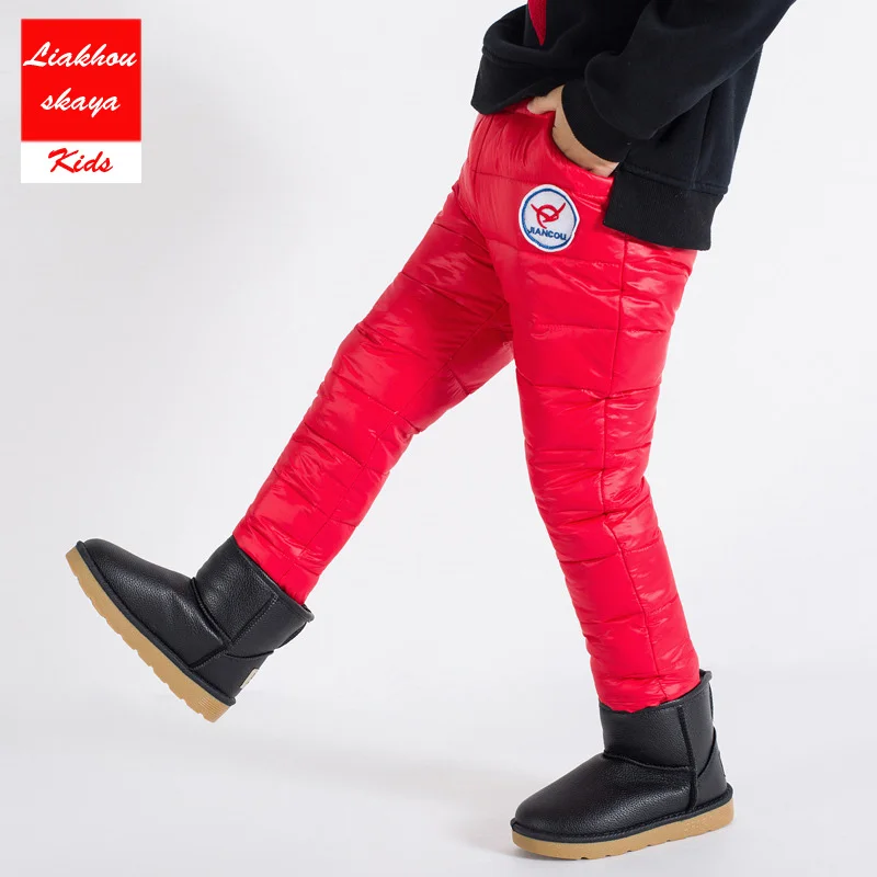 Liakhouskaya/ г.; высококачественные пуховые штаны для маленьких девочек; зимние теплые леггинсы для мальчиков; пуховые штаны-шаровары; детские брюки для малышей - Цвет: Red