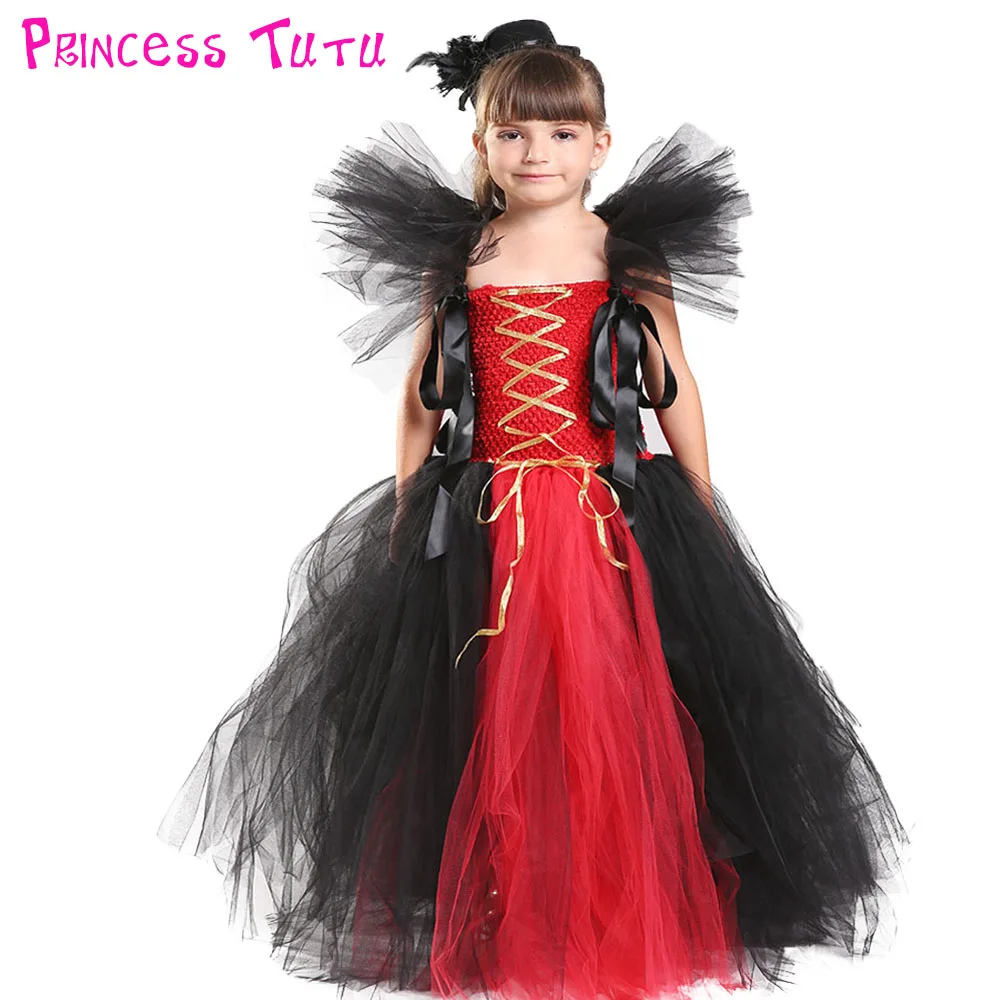 

Halloween Girl Vampire Inspired Tutu Dress Black Red Pirate Girl Birthday Party Cosplay Queen Tutu Dresses For Kids Photo Props
