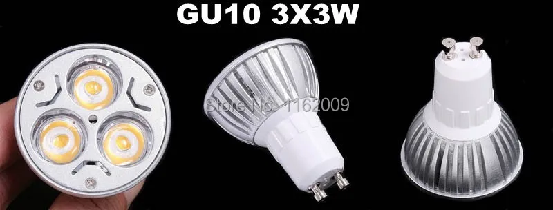 X10 Бесплатная доставка Высокая мощность CREE GU10 E27 E14 MR16 9 Вт 85-265 в диммируемая