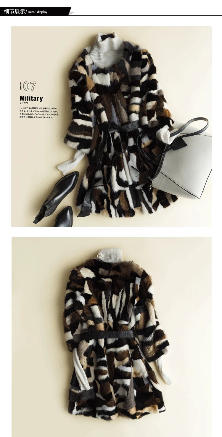 Top 2019 New Arrival Patchwork Mixed Colors True Natural Real Mink Fur Coat Genuine Mink Fur Jakcet FREE SHIPPING JN479 3