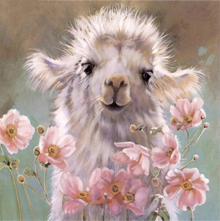 5d diy diamond painting full square round drill cross stitch Alpaca animal pictures 3d mosaic home Decor | Дом и сад