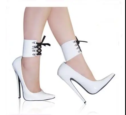 Carpaton New Women's sexy patent leather pointed toe shallow ankle strap high heel shoes T station catwalk photo shoes