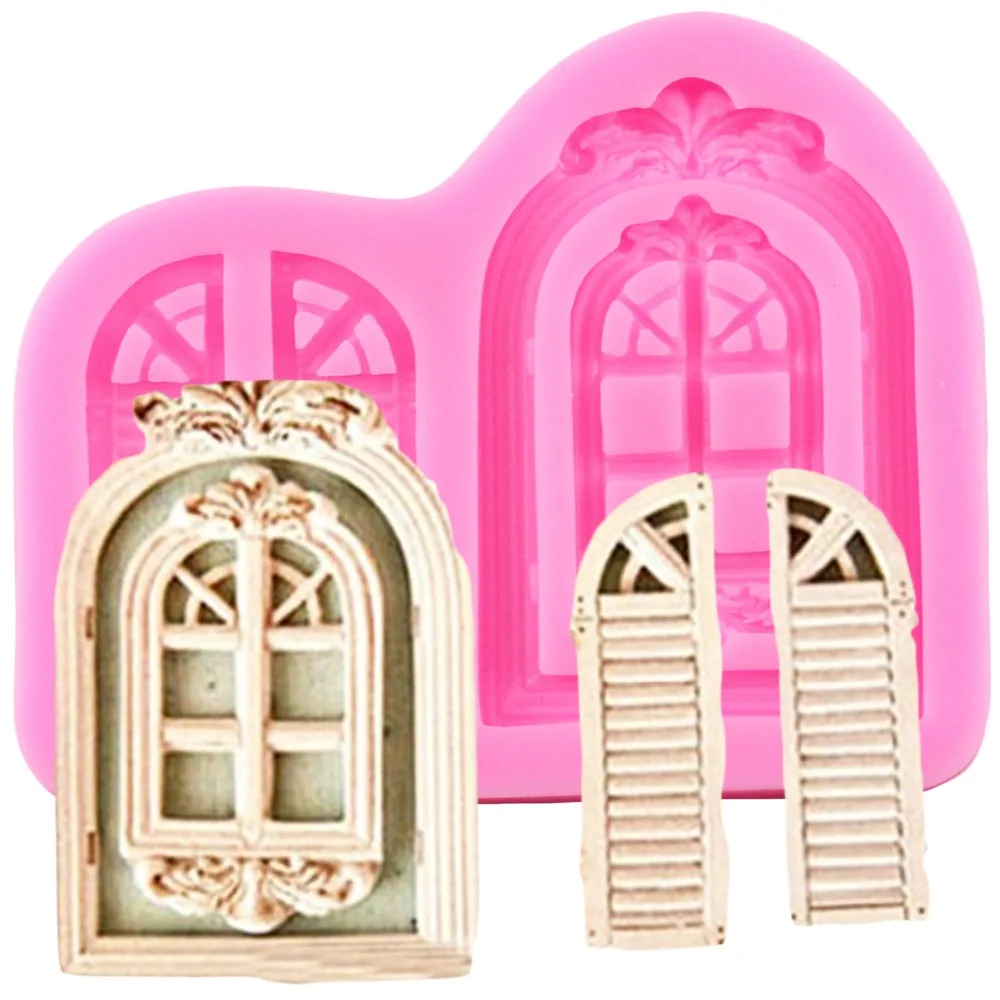 

3D Retro Window Cake Border Silicone Molds Door Fondant Cake Decorating Tools Cupcake Chocolate Candy Mold Baking Accessories