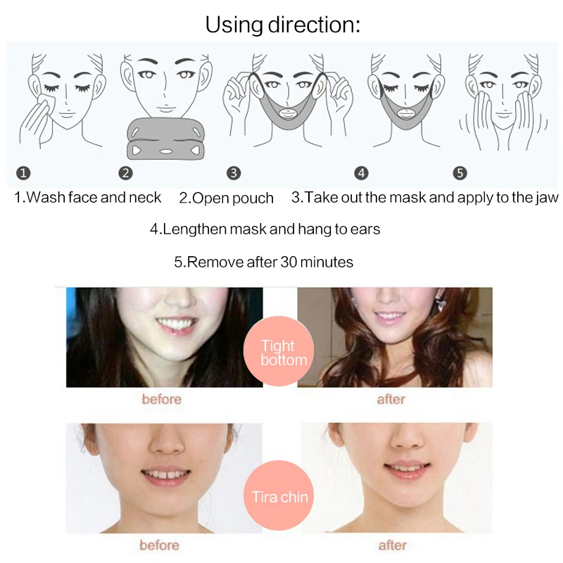 Dropship Efero 4D Double V Face Shape Tension Firming Mask Paper Slimming Eliminate Edema Lifting Firm Thin Masseter Face 1~6PCS