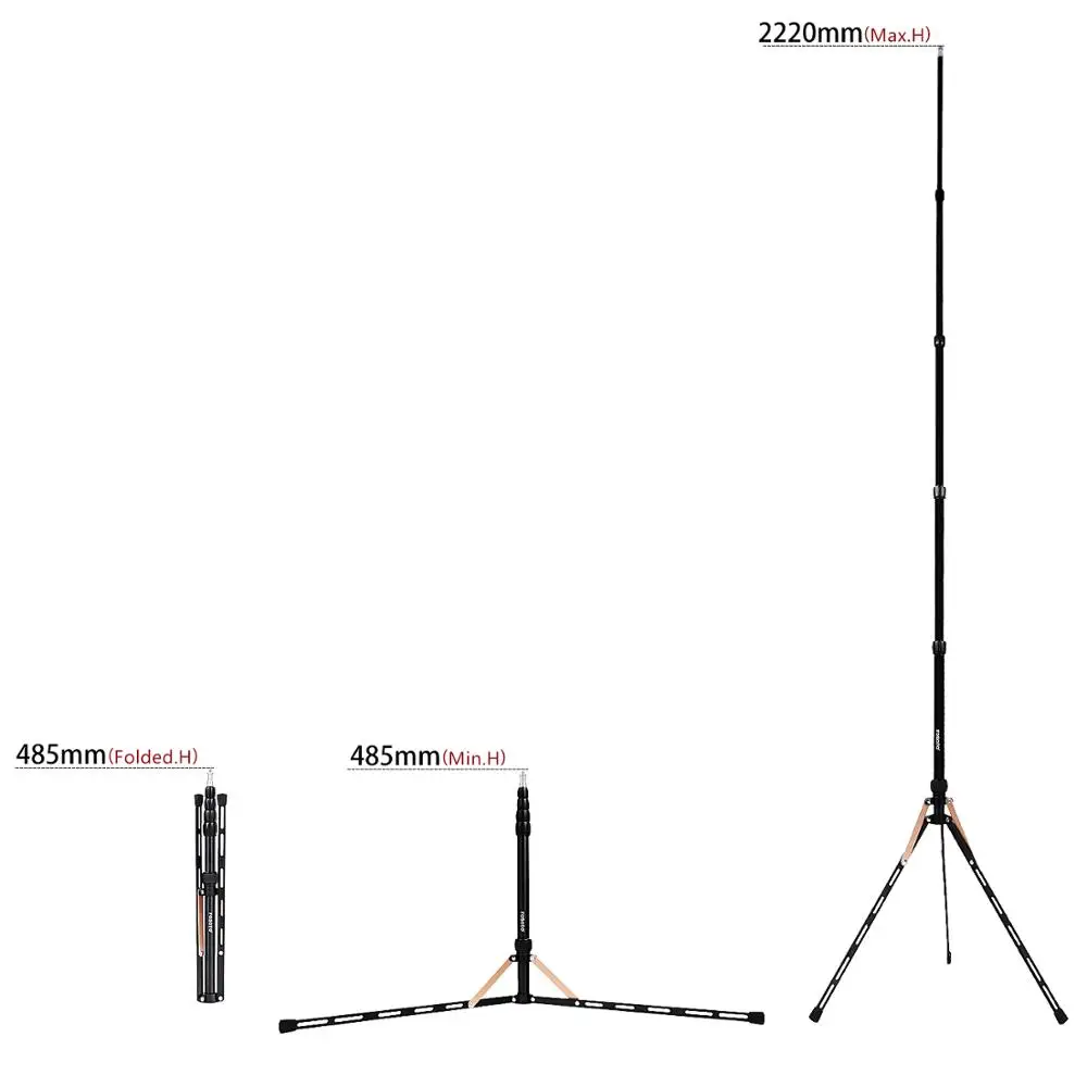 Fusitu FT-190B 2.2m Led Light Stand Portable Tripod Head Softbox For Photo Studio Photographic Ligh