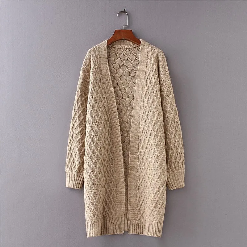 

2019 Autumn Women Solid Long Sweater Cardigans Knitted Jacket Free Size Thicken Warm Diamond Loose Winter Sweater Cardigan Coat