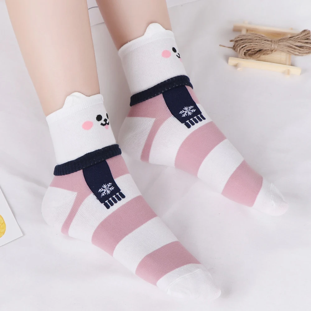 

New Cute Socks Casual Female Soft Cartoon Animal Dog/Penguin/Cat Children Socks Cotton Funny Harajuku Women Ankle Sock Meias