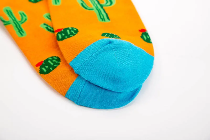 В Стиле Хип-хоп; Модные дышащие хлопковые носки с принтом кактуса и панды; нескользящие забавные носки