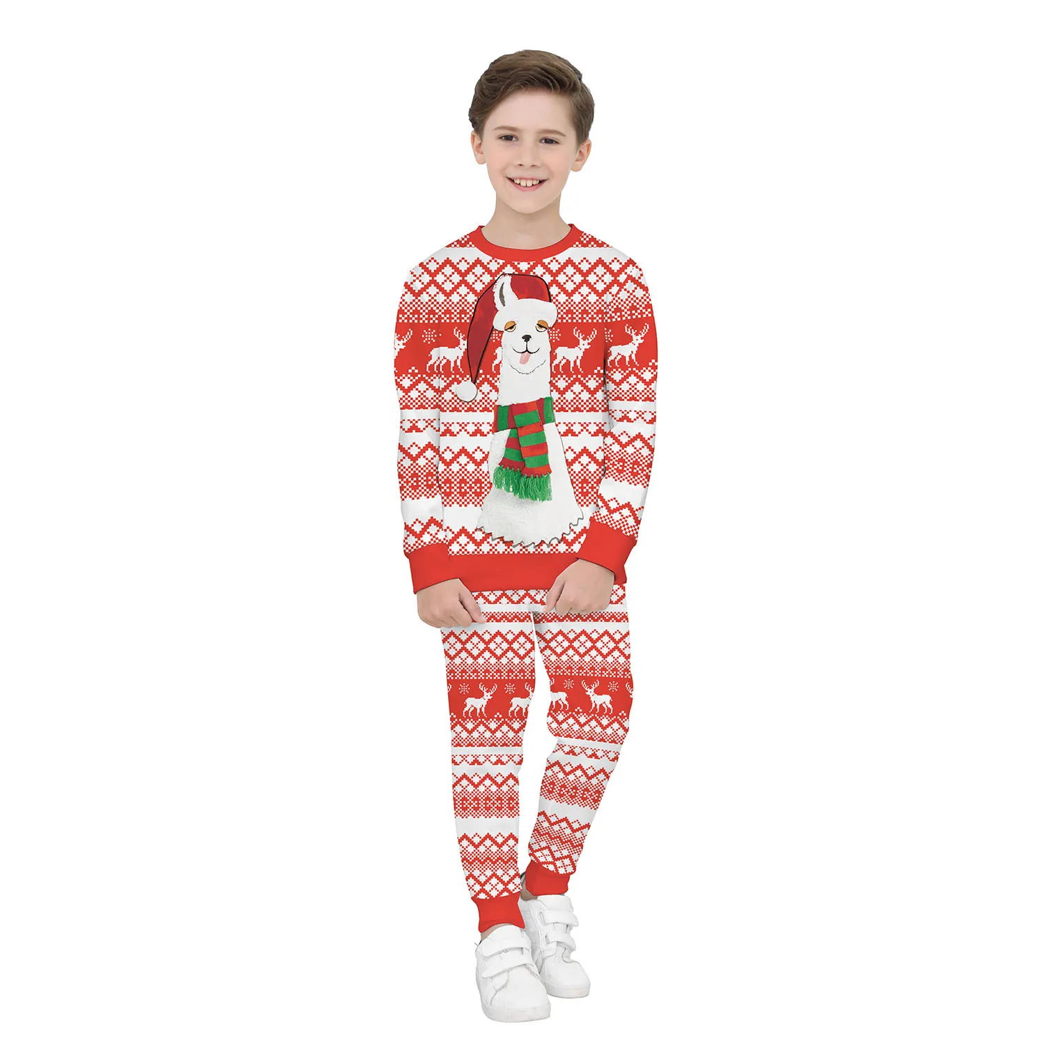 

Children's Winter Suit Print Sweater Casual Boys Set Girls Kids Sports Clothes Christmas Set