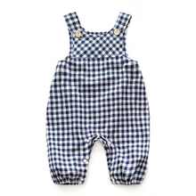 Модные детские клетчатые штаны Весна-лето г., милая одежда для маленьких мальчиков комбинезон для малышей с большим карманом Свободные повседневные Детские подтяжки
