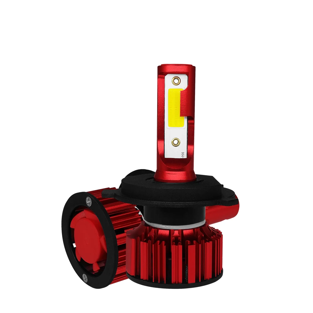 

LOAUT 2018 Car LED H4 Headlight Hi-Lo Beam Led Blub 12V Red Car Light Headlamp 6000LM 50W 6000K Cold White Play and Plug