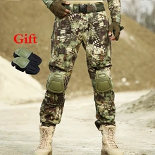 Для мужчин спортивные Пеший Туризм брюки с наколенниками восхождение брюки Военно-тактические брюки Для мужчин камуфляж Охота Брюки армейские брюки