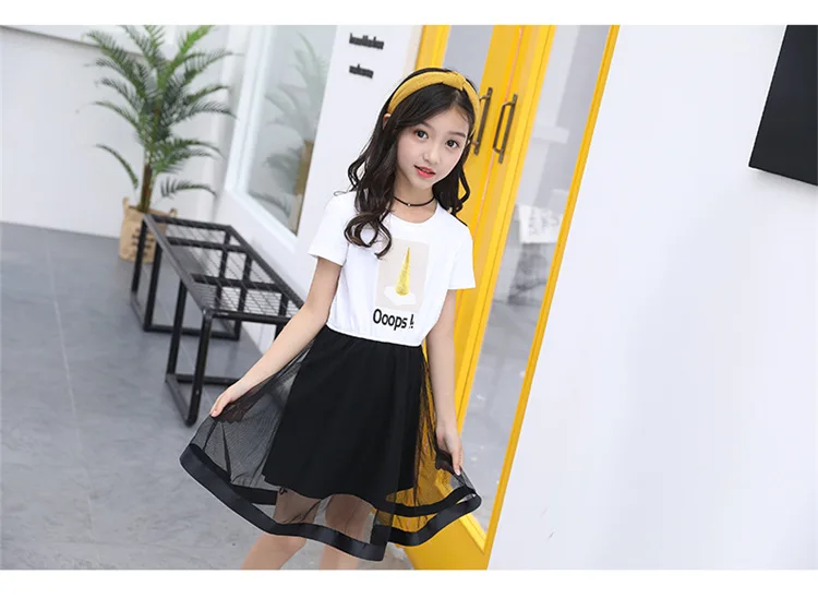 3-12 y kids girl summer dress 2019 black mesh princess dresses teenager girls dress 10 to 12 years old child clothes On Sales (4)