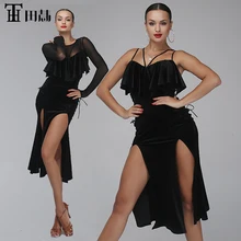 Новое сексуальное платье для латинских танцев для женщин Черного Цвета Новое Женское платье для танца живота Хорошее качество знаменитое платье для танцев для женщин