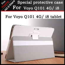 Simple 2 fold Folio PU del soporte del cuero funda para el VOYO Q101 4G/i8 llamada de teléfono de 10.1 pulgadas tablet pc, negro y blanco de color + regalo