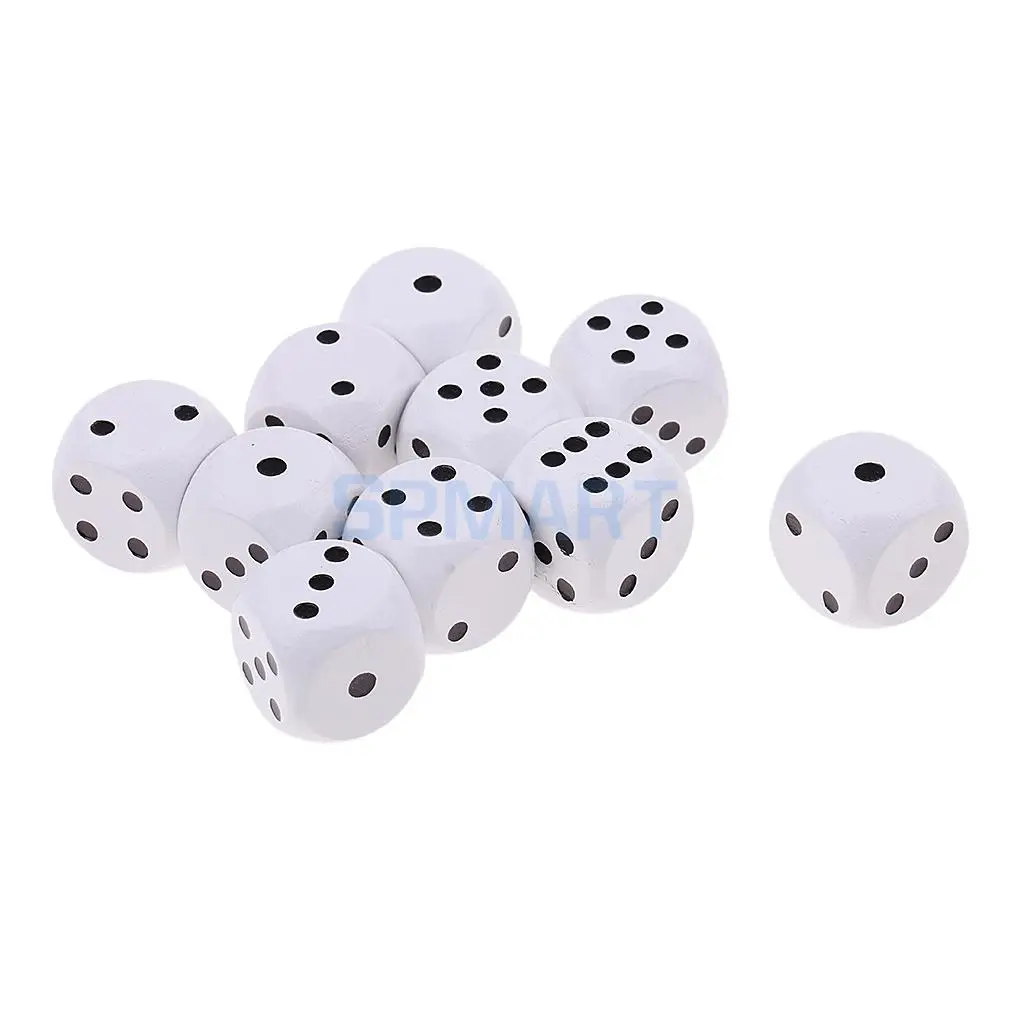 10Pcs Natural Wooden Six Sided Dice Dotted for Dungeons and Dragons Table Games Role Play Game Novelty Toys Gift