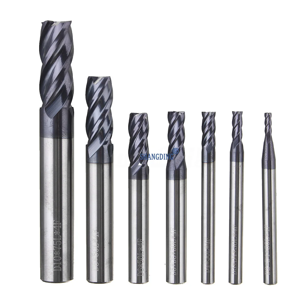 7pcs Solid Carbide 4 Flute End Mill Set Straight Shank Milling Cutter Drill Bit For CNC Milling Machine