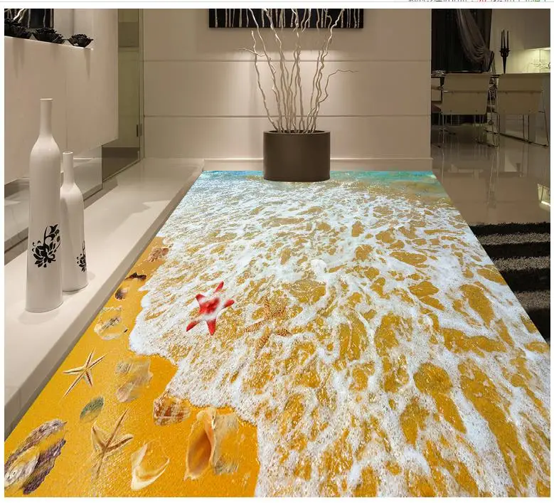

3D surf beach Custom photo floor wallpaper 3d Waterproof floor mural painting Custom Photo self-adhesive 3D floor