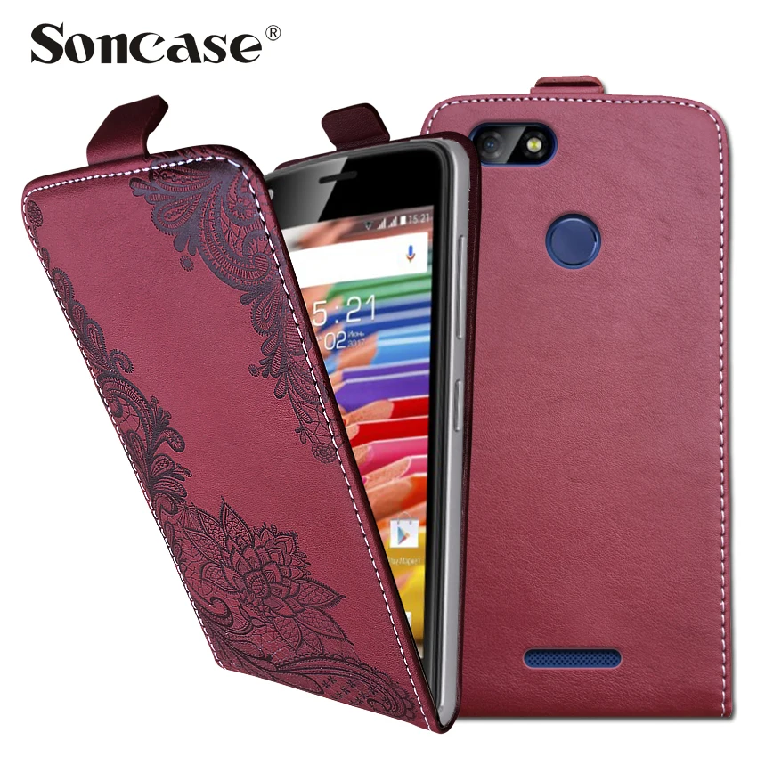 

3D Stereo Embossing lace flower butterfly flip up and down leather phone bag cover case for Highscreen Expanse