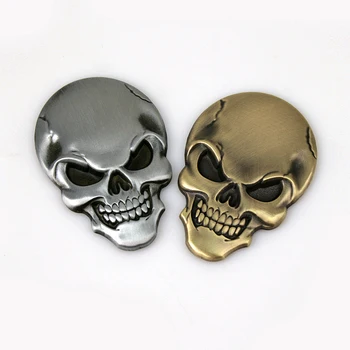 

ETIE 2018 3D skull standard gold models Sticker Door Animal Zinc Sticker Hot Sale Top Fashion Devil Skull Metal Car Logo Ticker