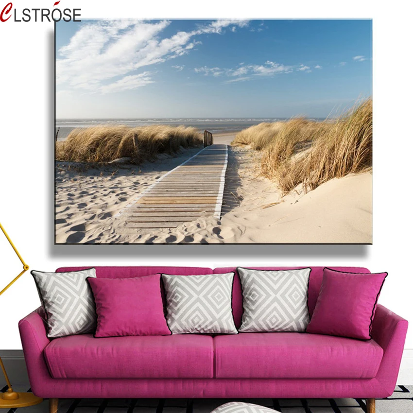 

CLSTROSE Canvas Paintings Wall Art HD Prints1 Piece Beach Views Pictures Sand Dunes In North Sea Posters Living Room Decor