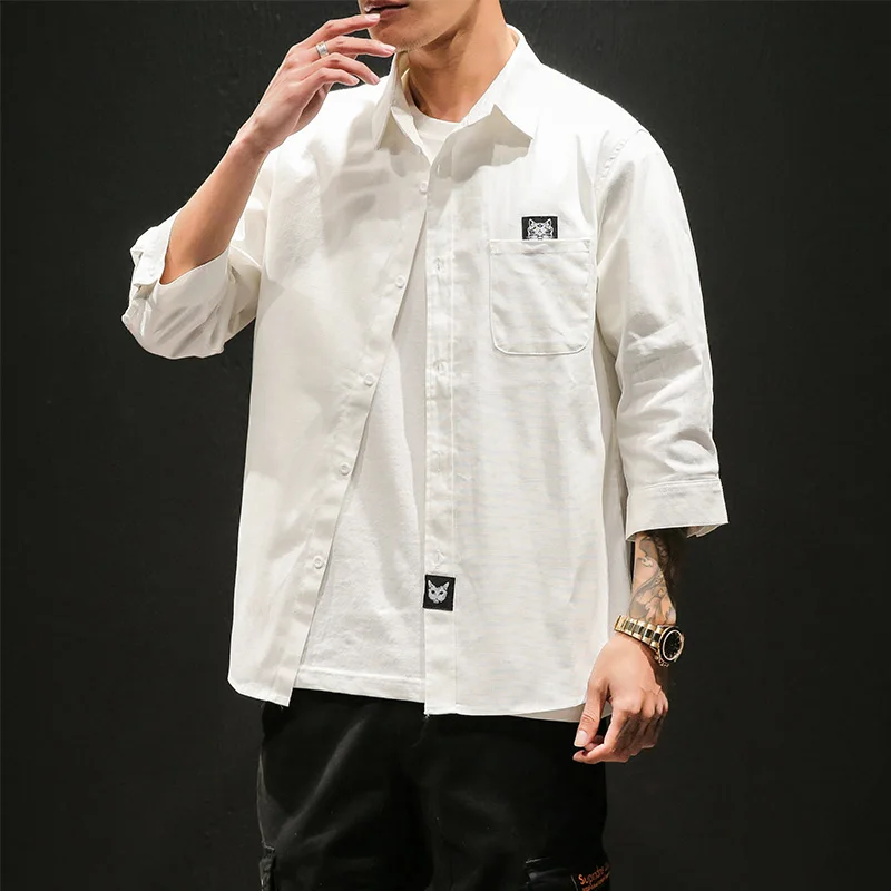 M-4XL 5XL повседневные мужские рубашки slim fit рубашки высокого качества для мужчин плюс размер Весна Плюс размер Формальные рубашки для мужчин - Цвет: Белый