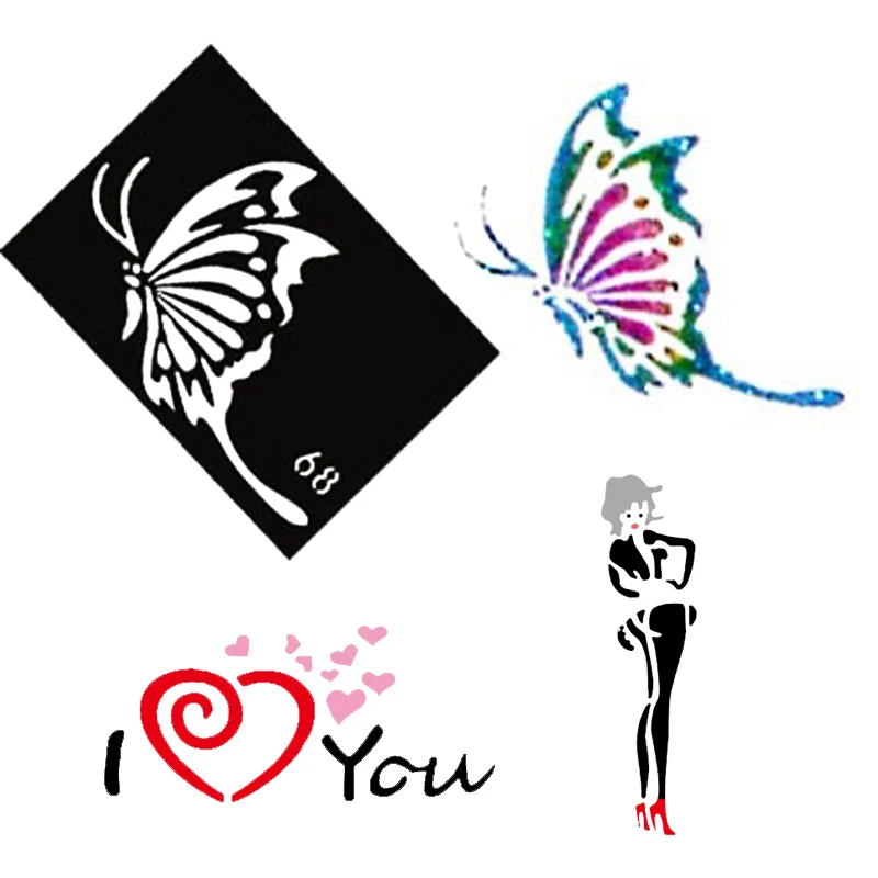 Трафареты с блестками для татуировок 10 шт.|airbrush tattoo stencils|tattoo stenciltattoo airbrush stencil |
